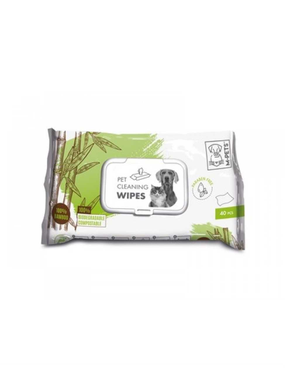 M-PETS Bamboo Wipes, 15x20 cm, 40 count