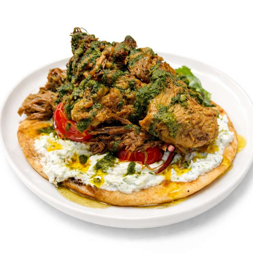 Gyros in pită cu pulpă miel & tzatziki 350g