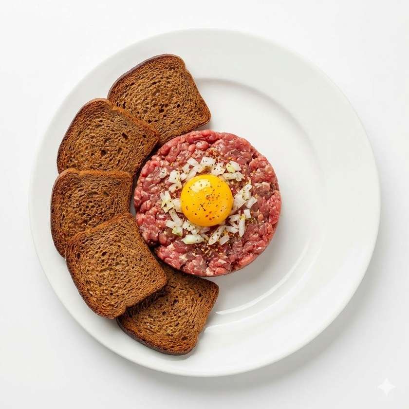 200g Steak Tartare, five pieces of toast