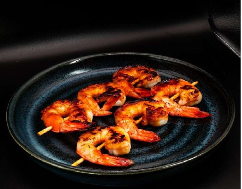 Grilled Tiger Shrimp Skewers in Teriyaki Sauce