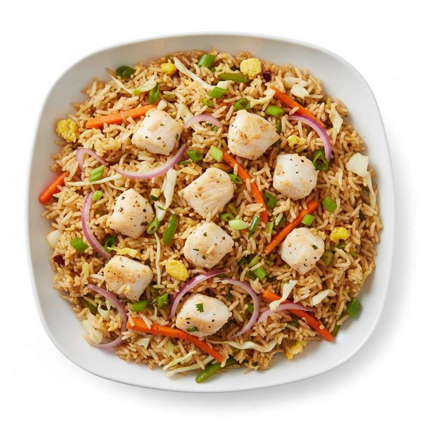Cod fish vegetable fried rice
