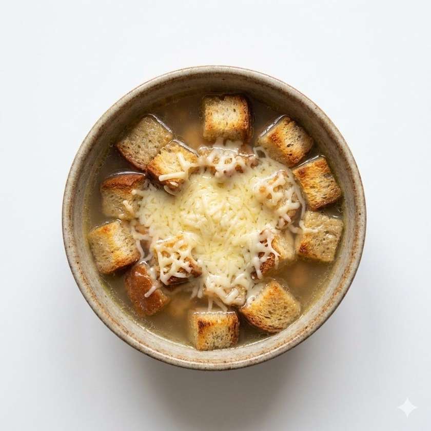 Garlic Soup with Toasted Bread and Grated Cheese