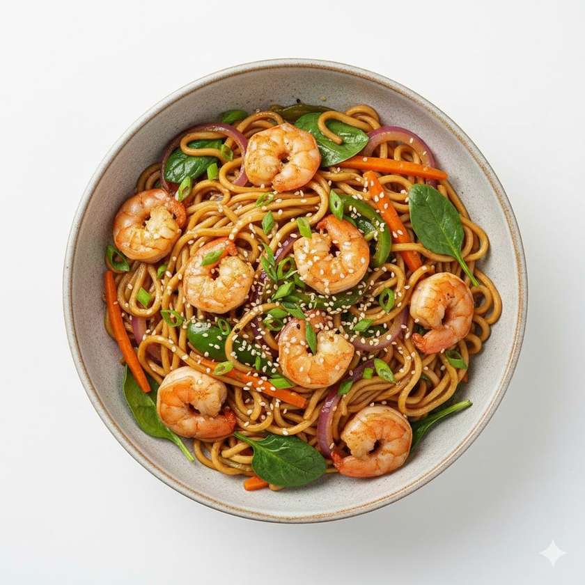 Stir-fried Noodles with Shrimps