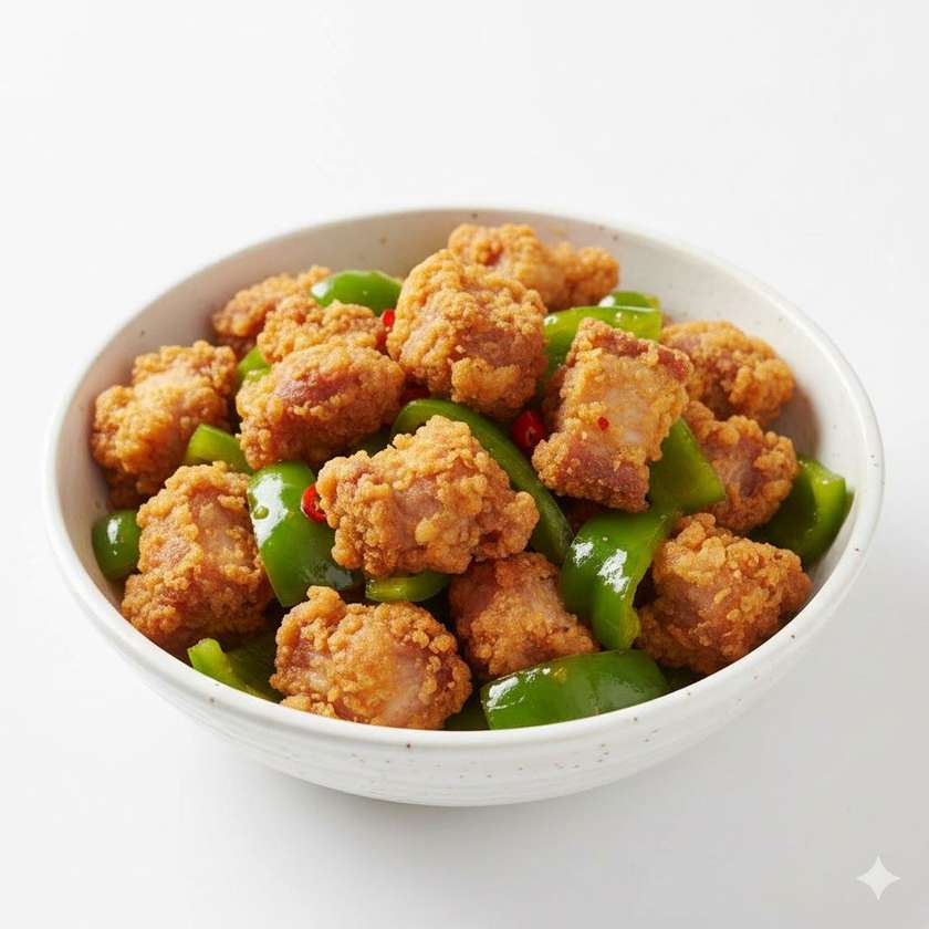 Golded Coated Pork With Greenpepper