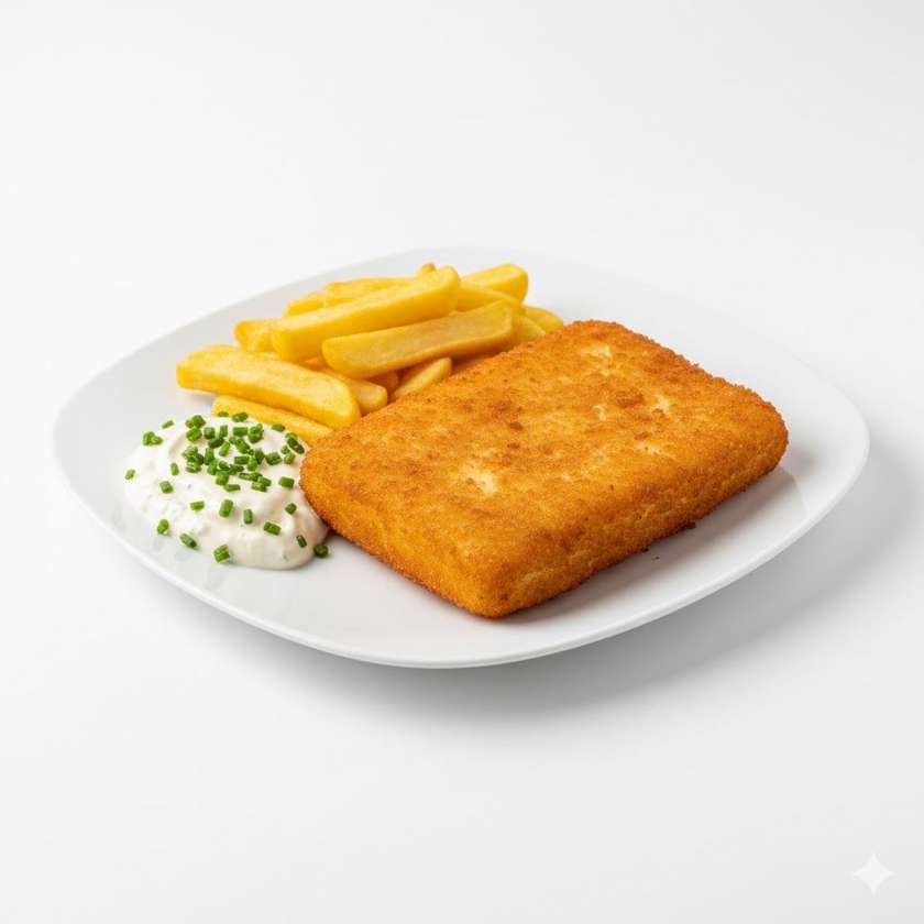 Vyprážaný syr s domácimi hranolkami a domácou tatarskou omáčkou 50g / 1,3,7