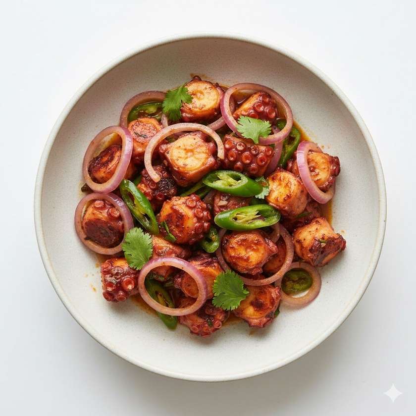 Octopus with Green Chilli and Onion