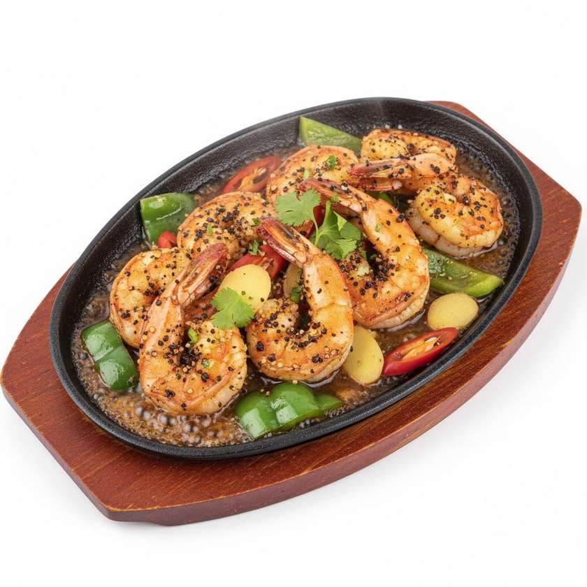 Sizzling Shrimps with Green Pepper
