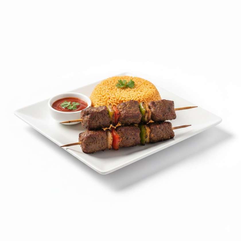 Beef Kebab & Jollof Rice