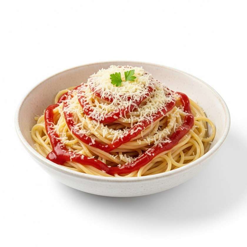 Špagety s kečupom a syrom