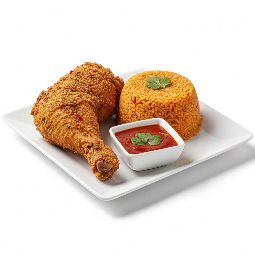 Fried Chicken & Jollof Rice