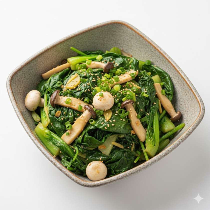 Green Vegetable with Fresh Mushroom