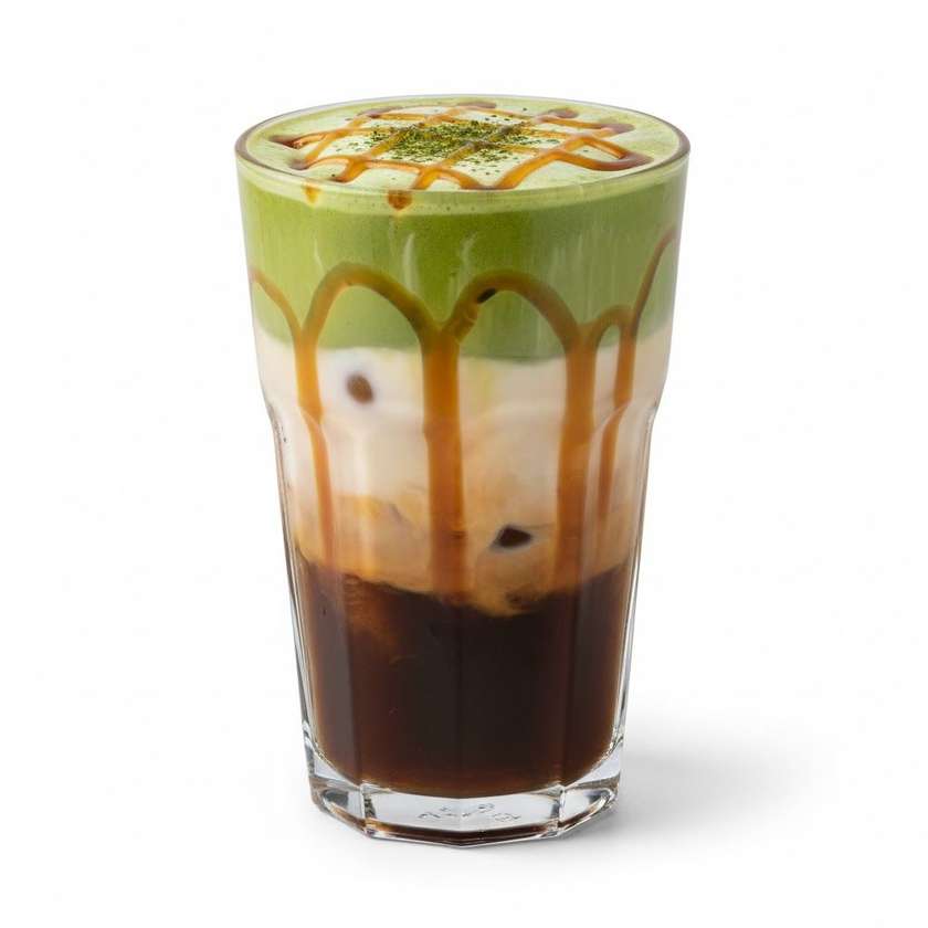 Caramatcha (Espresso, Heavy Cream, Matcha Powder, Caramel Syrup)
