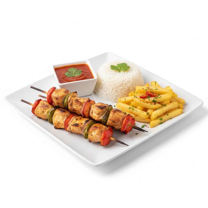 Chicken Kebab, Small Rice & Small Chips