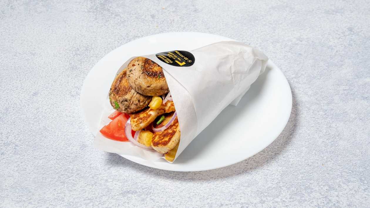 Χαλλούμι - Μανιτάρια σε Ελληνική Πίτα