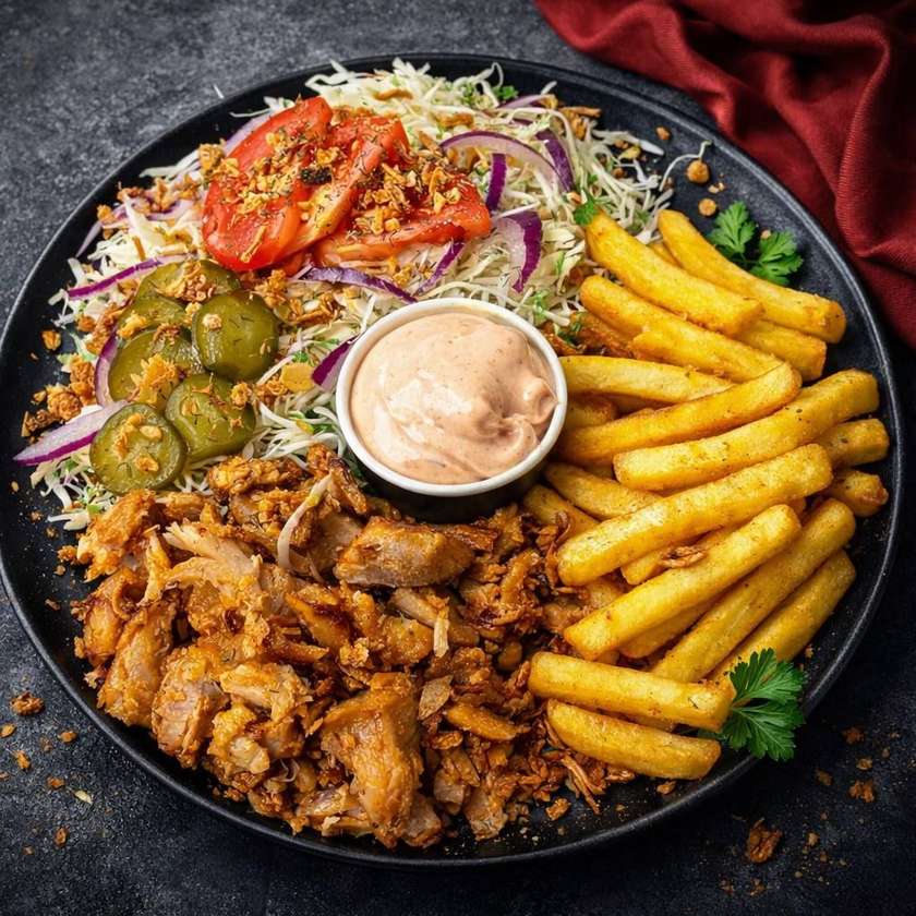 Kebabas lėkštėje