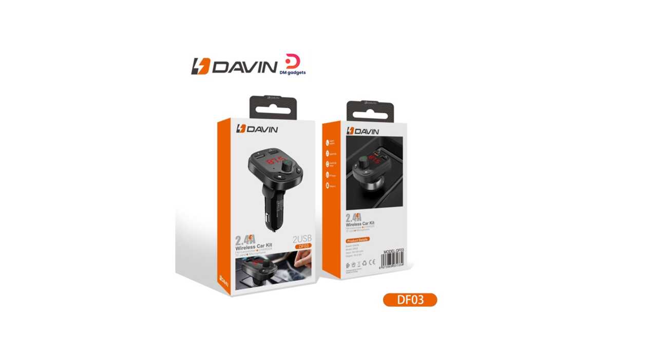 #327D#DAVIN®DF03 Wireless Car Kit FM Transmitter + Charger + U-Disk Black