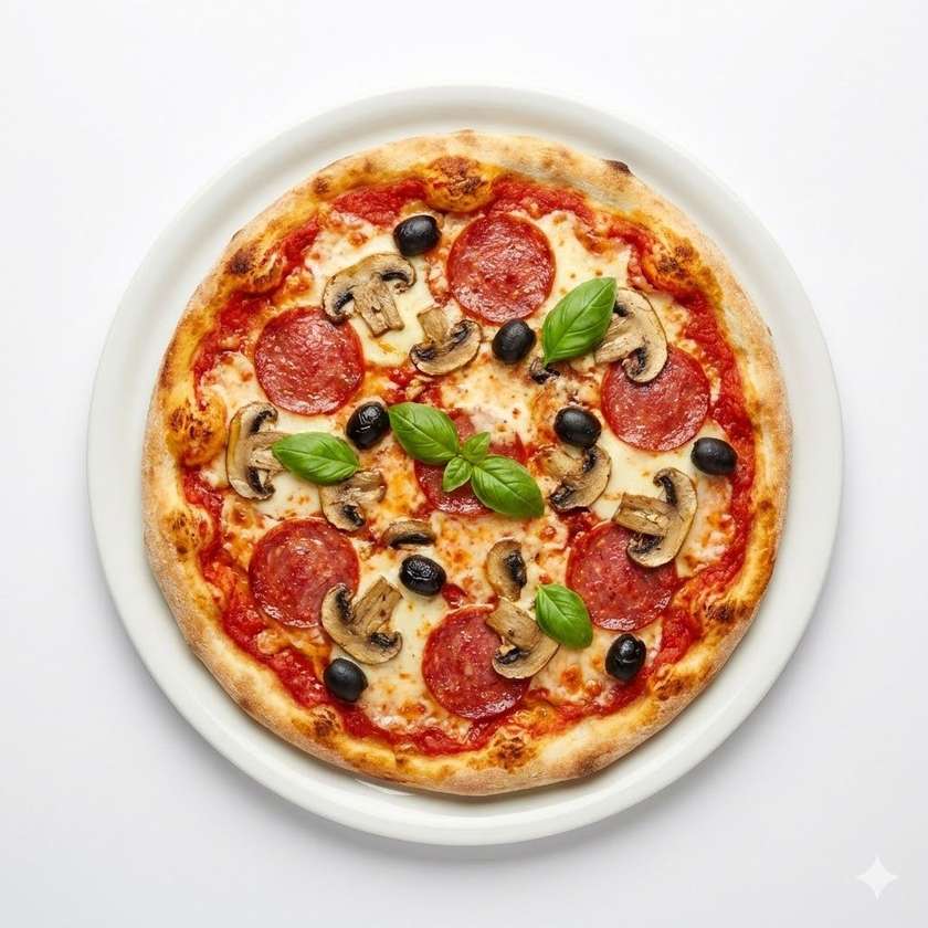 Tvoja Pizza - paradajkvý základ, mozarella a 3 prílohy na pizzu, podľa vlastného výberu