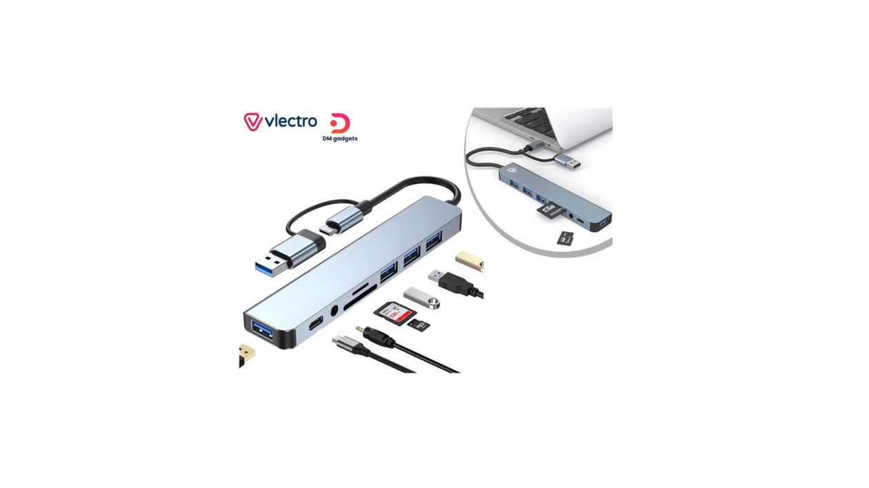 #565D1#MATE8®8 in 1 USB 3.0 + USB-C to USB 3.0+USB 2.0 Hub+ USB-C+TF/SD + Audio Adapter