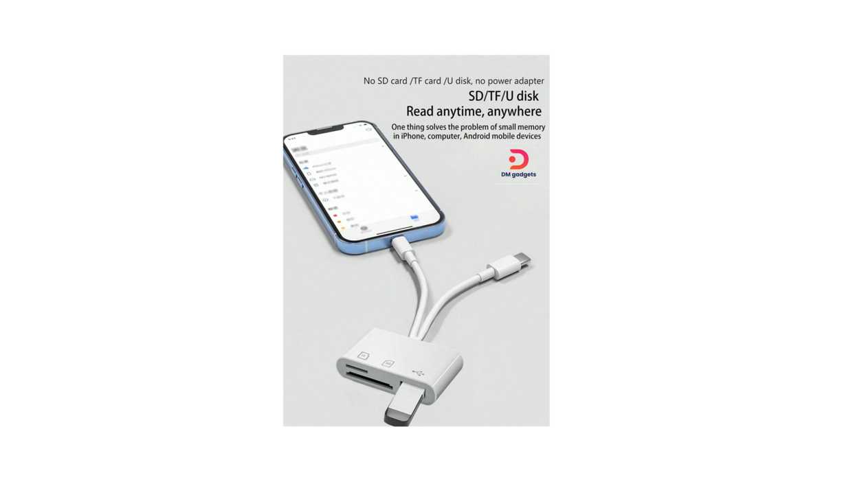 #411F1#DM®USB C + Lightning SD Card Reader Adapter, Micro SD TF Card Reader Adapter, 3 in 1