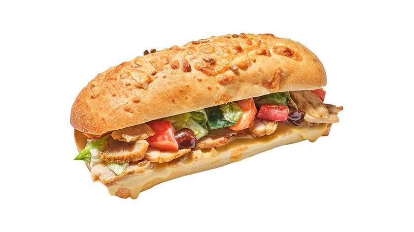 Ciabatta with gyros salad and chicken