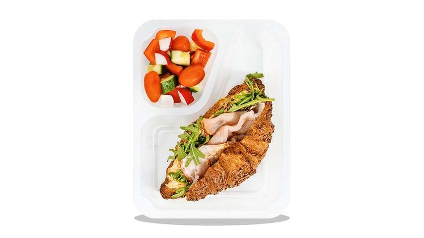 Multigrain croissant with matured pork loin