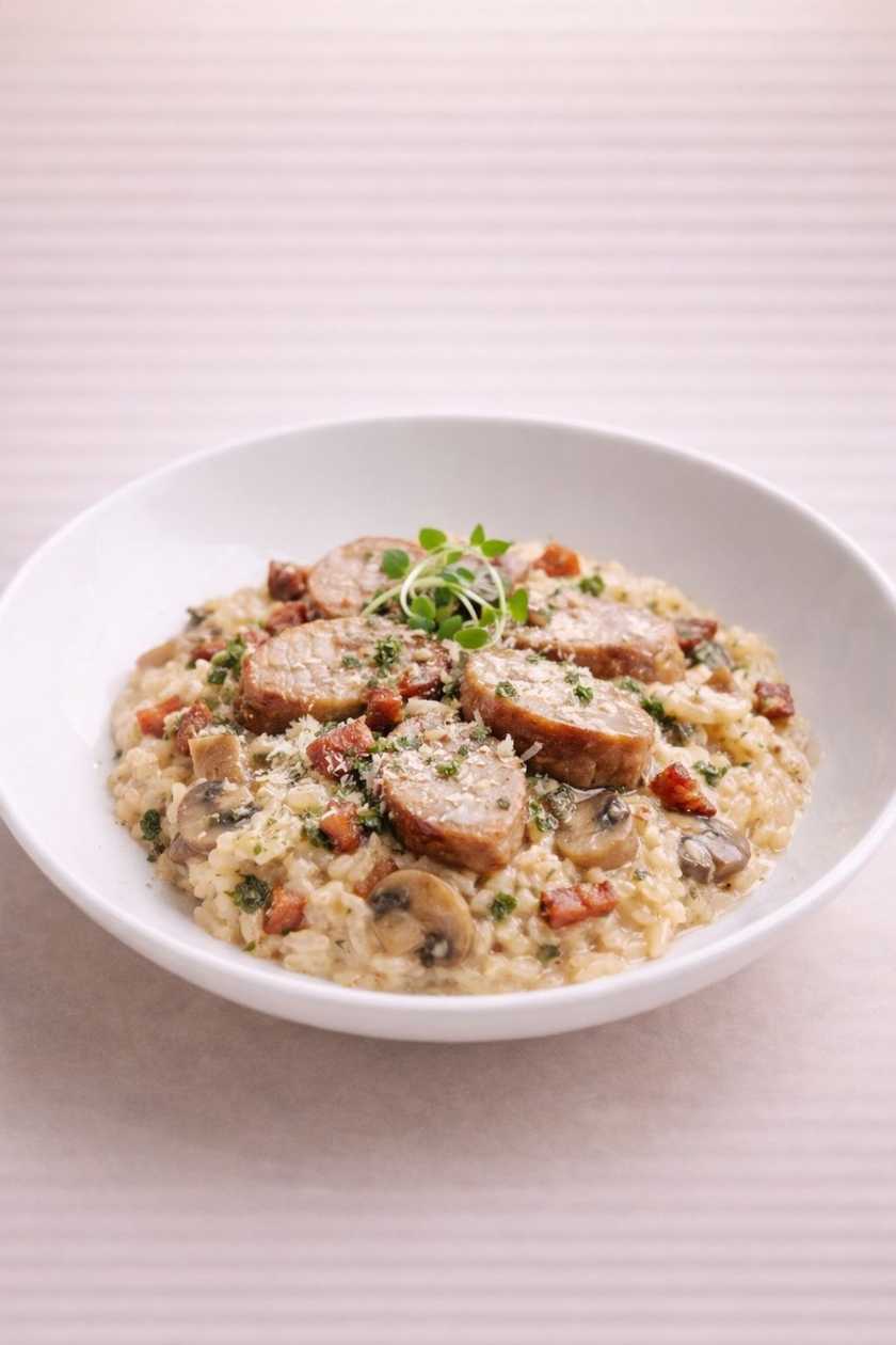 Risotto con filetto di maiale