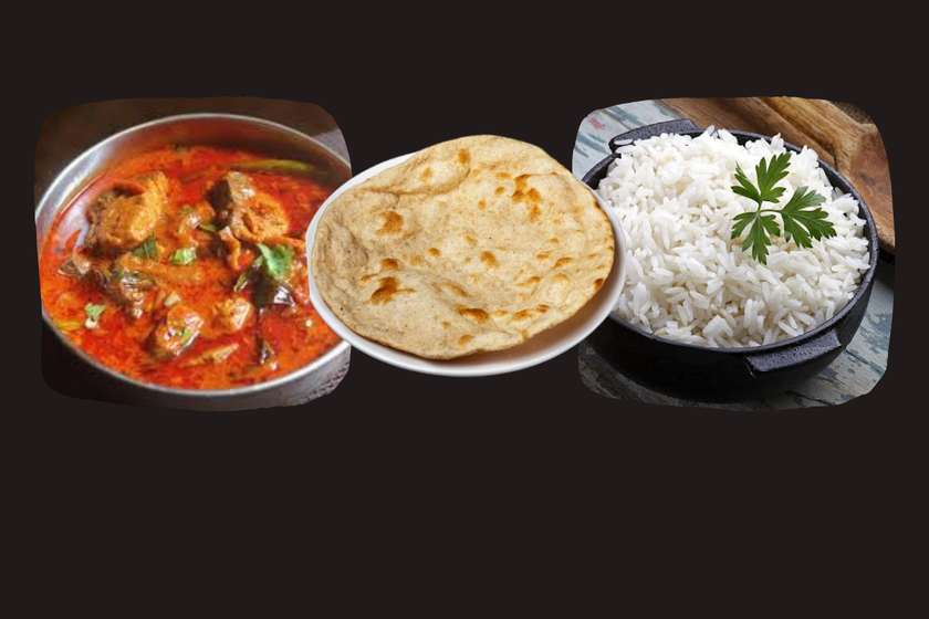 Fish Madras curry with Roti and Rice