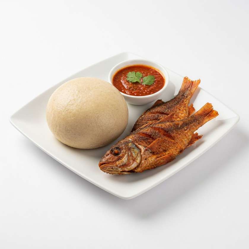 Banku with fried red fish