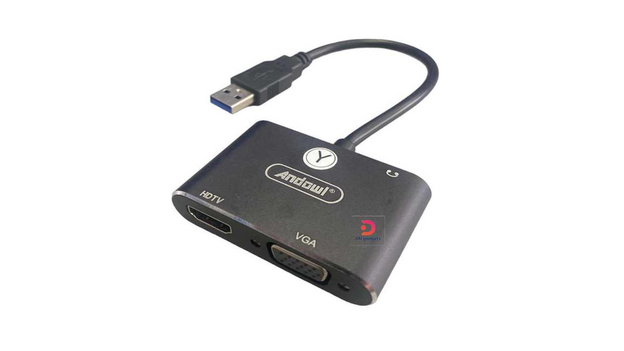 #476A#Andowl®Q-HD322 USB-A Male to HDMI/VGA Female Converter