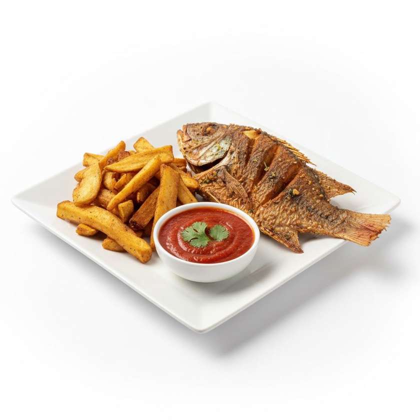 Yam chips with fish