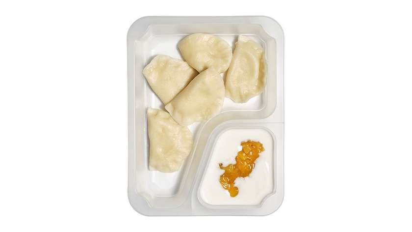 Sweet Cheese Pierogi with Yogurt and Peach Confiture