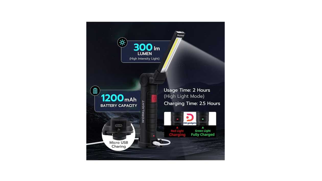 #406D2A#WOLULU®AS-51739 Rechargeable Work Light, LED Torch , Rechargeable with Magnetic Base 360°