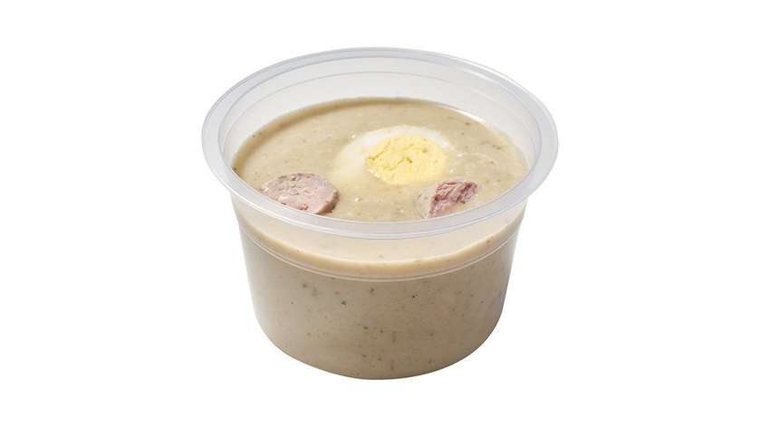 Żurek (Sour Rye Soup) with Horseradish, White Sausage and Egg