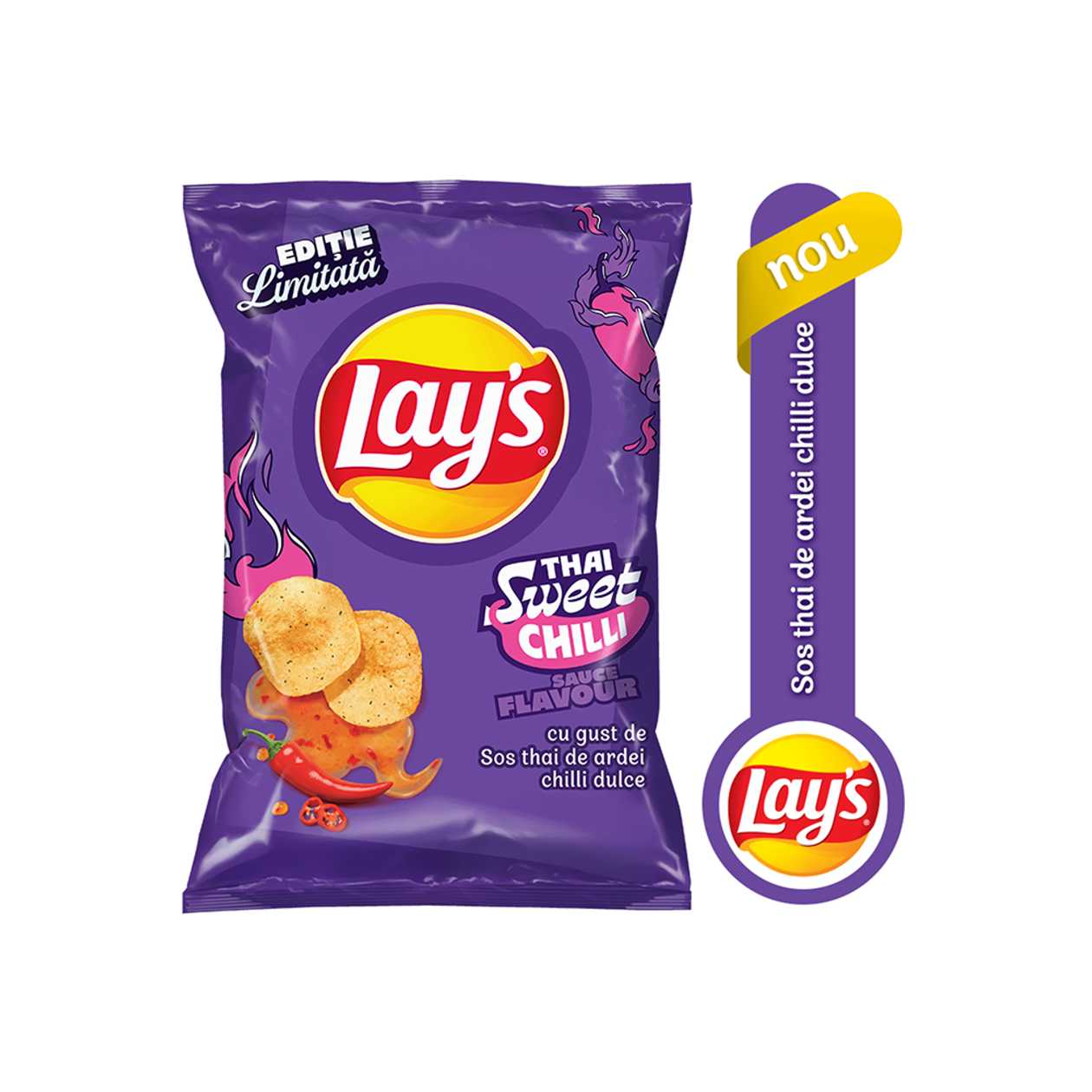 Lay’s, Potato Chips with Thai Sauce and Sweet Chilli Flavour, 125 g (expires soon)
