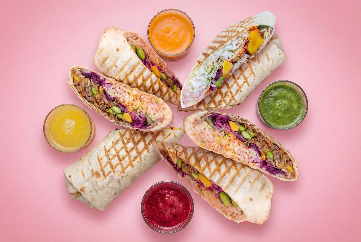 Power Meeting Combo – 2 Chicken Wraps + 2 Beef Wraps + 4 Juices