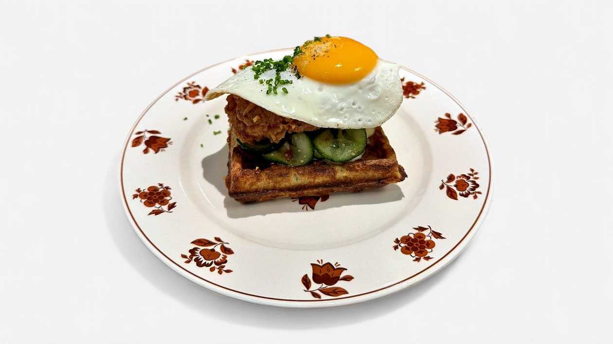 Potato Waffle with Crispy Chicken