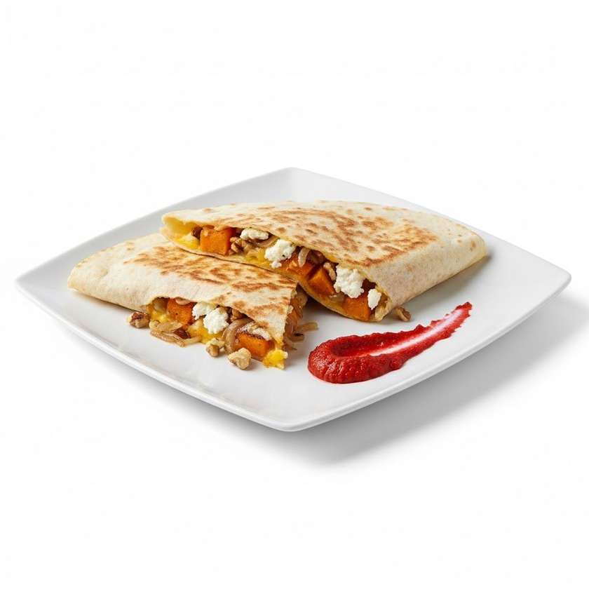 Quesa with pumpkin and goat cheese