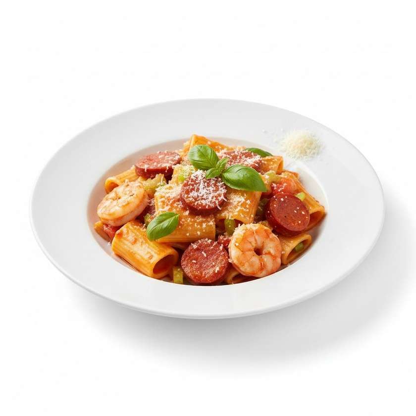 Paccheri with Chorizo and Prawns