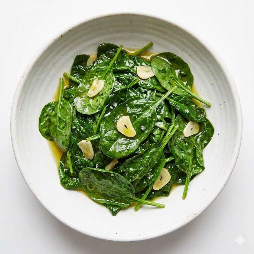 Szpinak z Czosnkiem i Oliwą z Oliwek