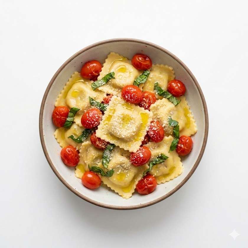 Ravioli ze Świeżymi Pomidorami i Bazylią