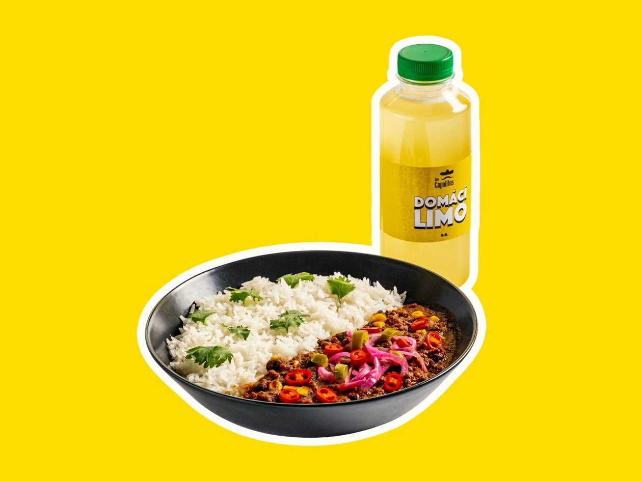 Chili con carne + Capolito's limonáda 0,5l