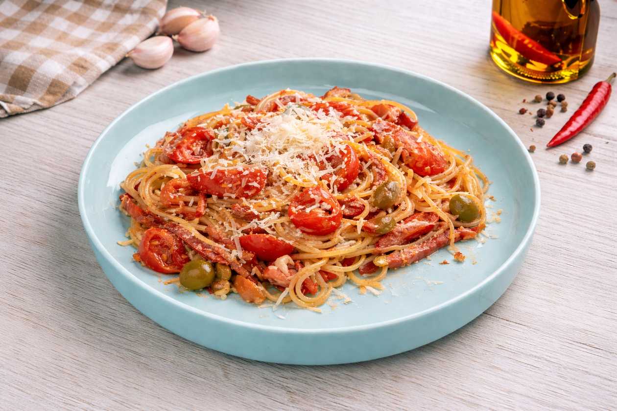 Паста Чорізо моцарела