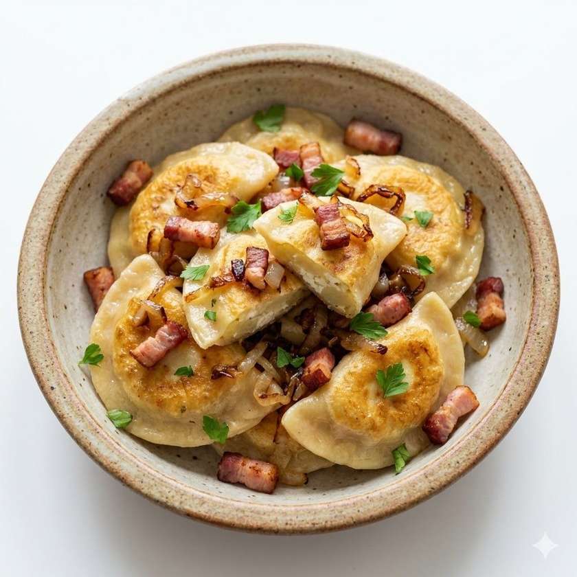 Pierogi Ruskie z Boczkiem