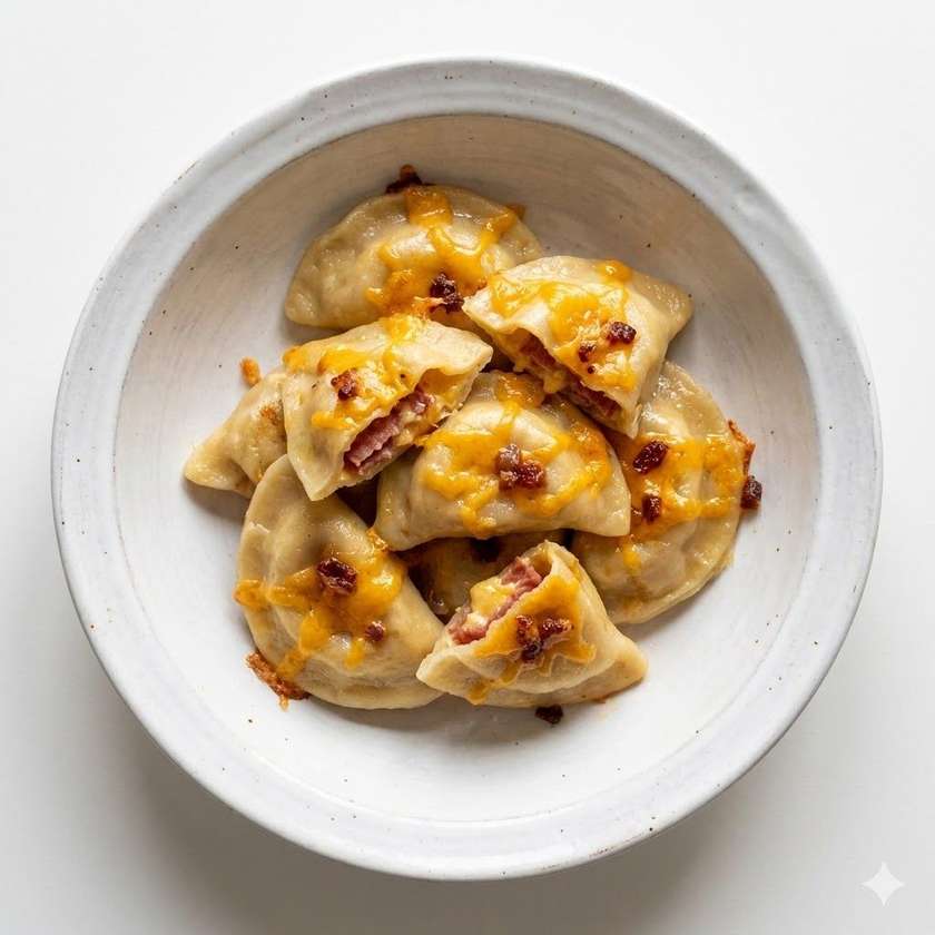 Pierogi z Salami i Serem Cheddar z Pieca