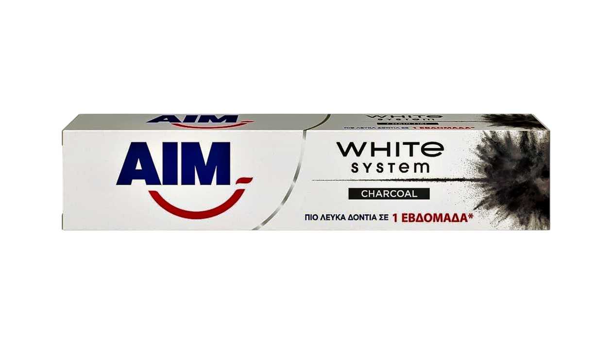Aim Toothpaste White System Charcoal 75ml