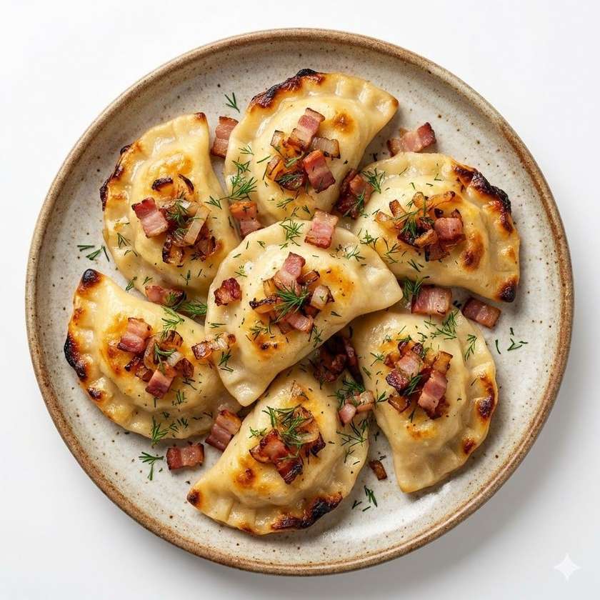 Pierogi Ruskie z Boczkiem z Pieca