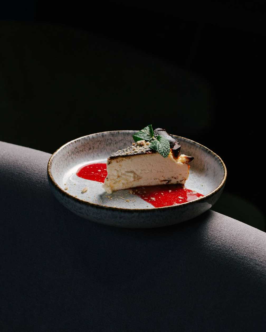 Basque Cheesecake with Berry Coulis