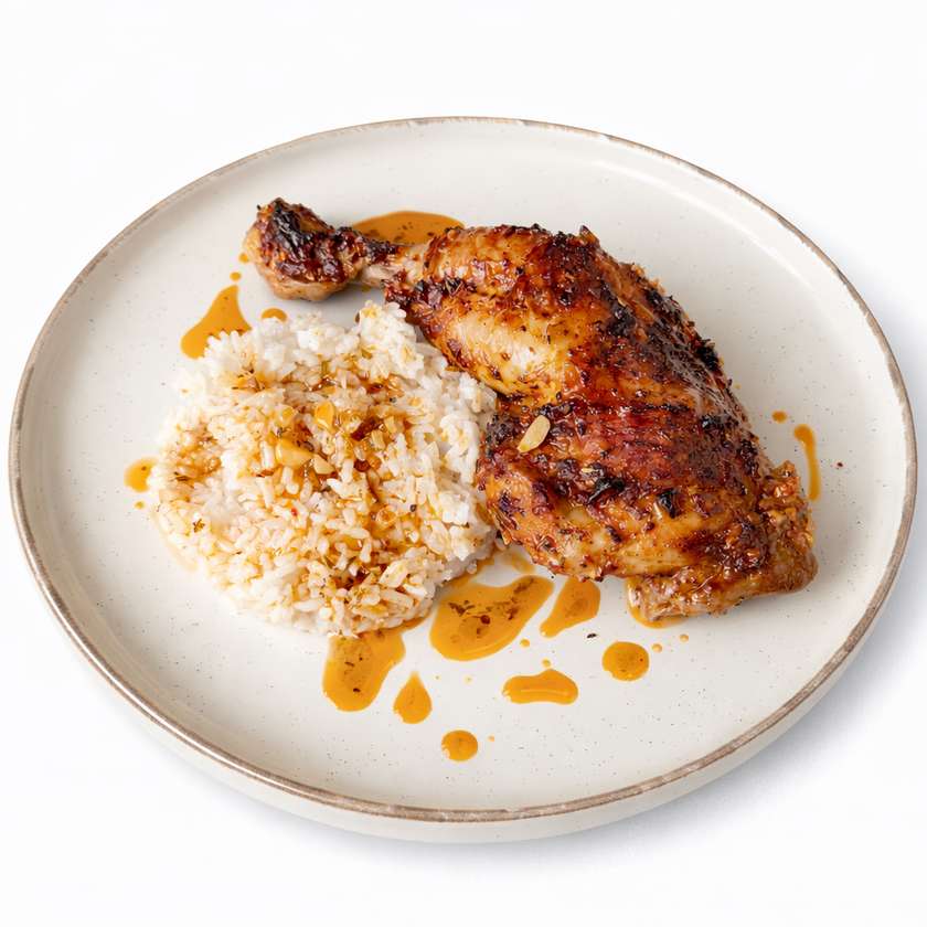 Pulpa pui cu orez cu usturoi 300g