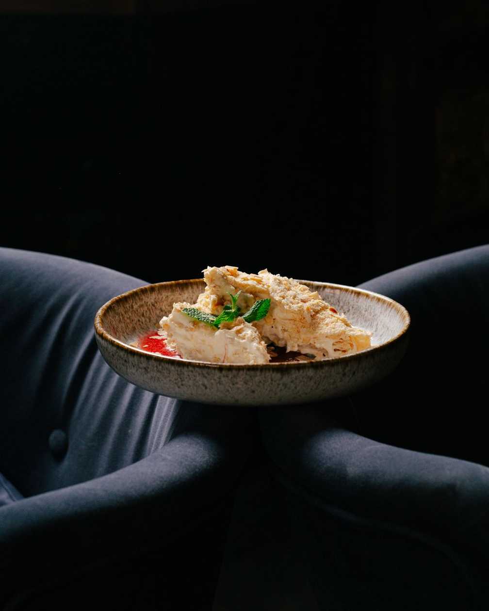 Homemade Napoleon with Chocolate Pastry Cream and Almonds