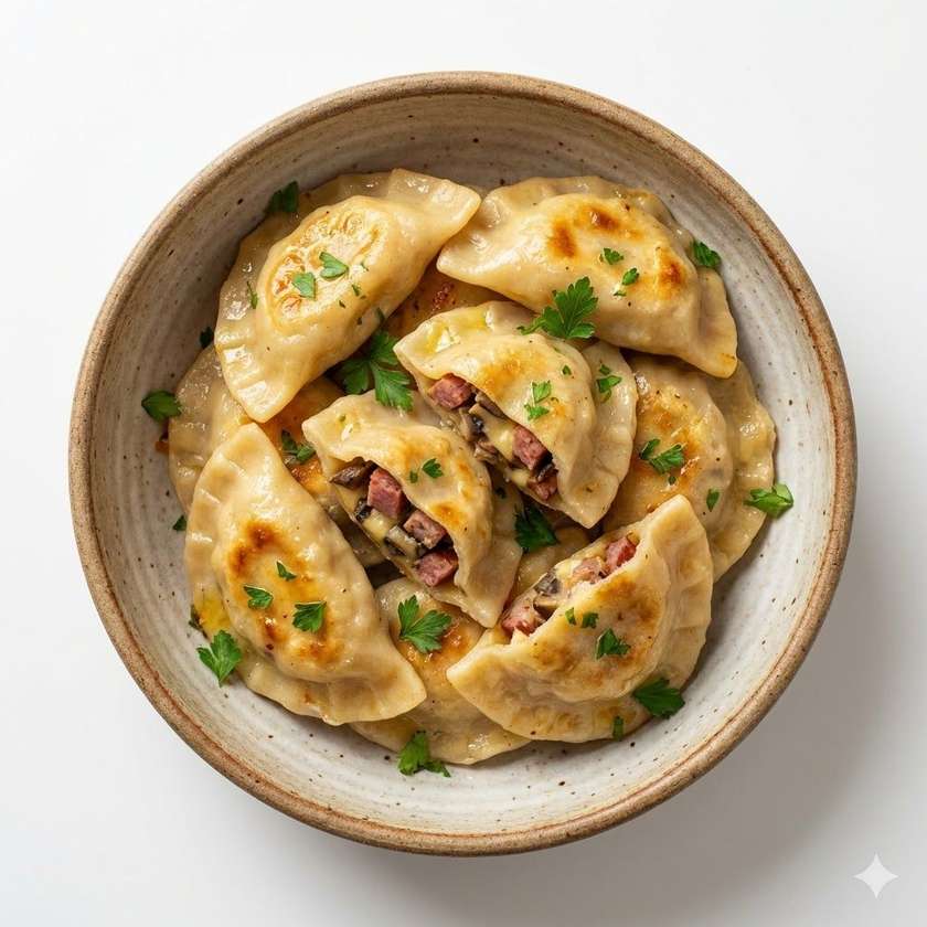 Pierogi z Kiełbasą Myśliwską z Pieca